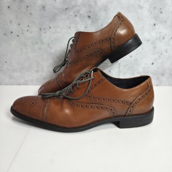 Johnston & Murphy Mens Brown Leather Oxford Dress Shoes Size 9M Cap Toe main image 4